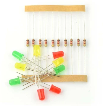 5mm LED rinkinys 10 vnt su rezistoriais