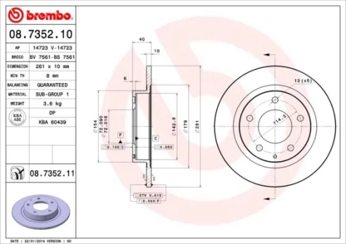 Stabdžių diskas BREMBO 08.7352.11