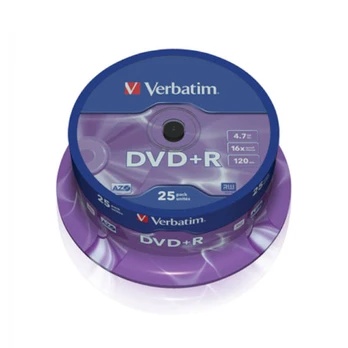 Diskai Verbatim DVD+R 4.7GB 16X 25pack AZO MATT SILVER cake box - 43500