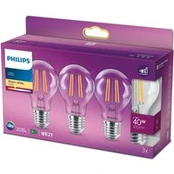 "Philips" LED lempa "Classic E27" 4,3W 2.700K skaidri 3vnt