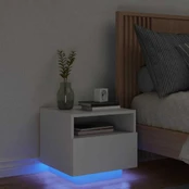 Naktinė spintelė su LED lemputėmis, balta, 40x39x37cm kaina