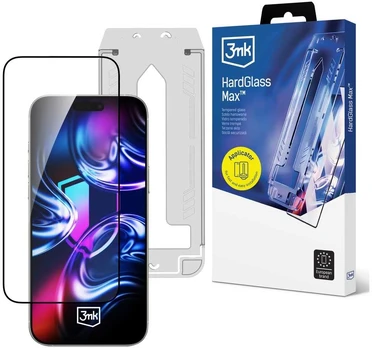 Grūdintas stiklas 3MK HardGlass Max su aplikatorem do Apple iPhone 16 Pro/17