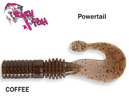 Guminukas aromatizuotas Crazy Fish Powertail COFFEE 7cm Krevetės