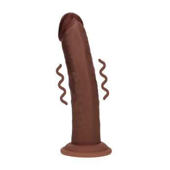 Dual Density Silicone Curved Vibrating Model 20.3cm Brown Suction Cup
