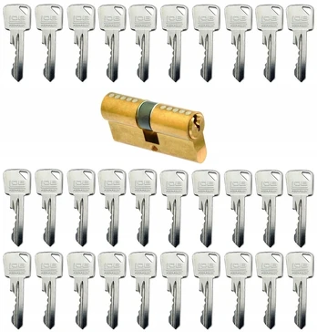 Lob 35/35 žalvario spyna durims cilindrinė +30 raktų