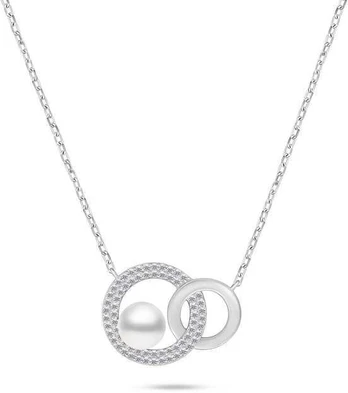 Brilio Silver Charming sidabrinis karoliai su tikru perlu NCL135W