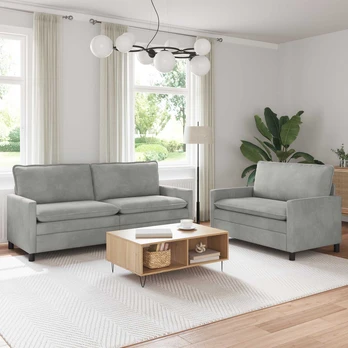 Sofa Sofos komplektas 2 pcs Šviesiai pilka Aksomas