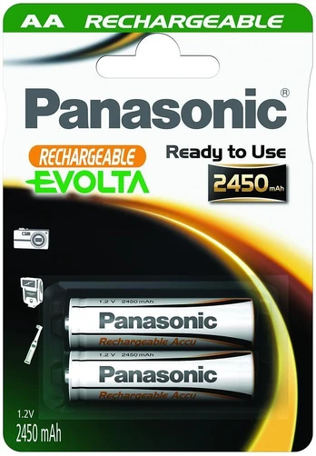 1x2 Panasonic Akku NiMH Mignon AA 2450 mAh įkraunamas Evolta