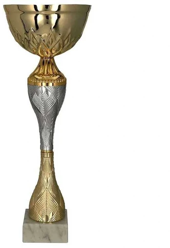 Auksinis ir sidabrinis metalinis puodelis