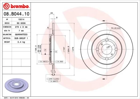 Stabdžių diskas BREMBO 08.B044.10