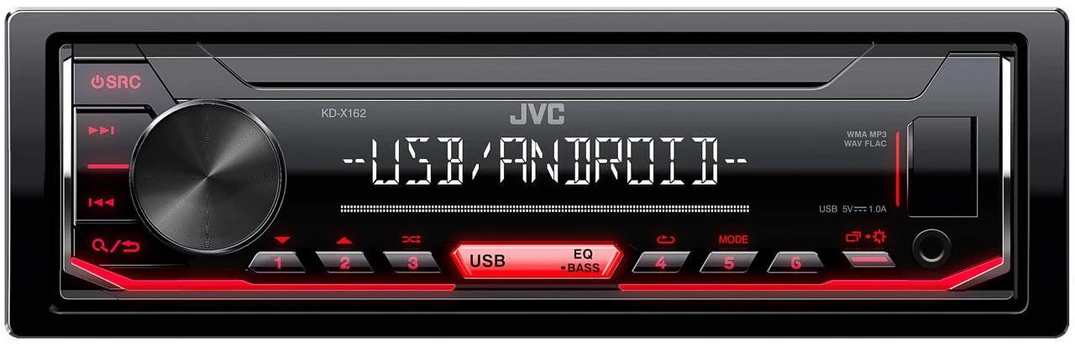 Automagnetola nešiojamas stereo automobilis JVC KD-X162 (USB + AUX)