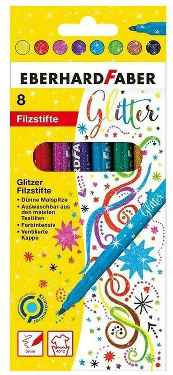 Flomasteriai EberhardFaber, blizgantys, 8 spalvų