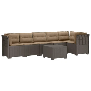 6-vietė Sodo Sofa Su Pagalvėlėmis Rataniniu Išvaizdu PP