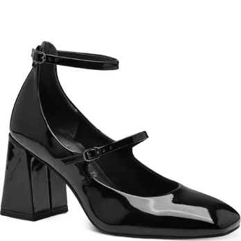 Klasikiniai batai moterims, Juoda, Pump with strap