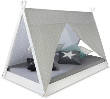 Homestyle4U Vaikų lova, Tipi su čiužiniu, 90x200 cm, Baltas