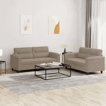 Sofa Sofos komplektas su pagalvėlėmis, 2 dalių, taupe, audinys