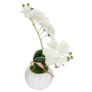 Balta dirbtinė orchidėja vazone, 25 cm