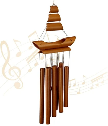Relaxdays Bambukinis Vėjo Varpelis "burlaivis", 72 cm