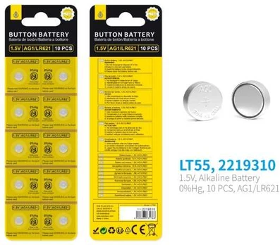 MTK Knapcellebatteri - LT55 Pack 10 - 1.5V, AG1 / LR621