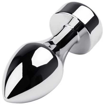 Sidabrinis anal plug TOYFA Metal with baltas round-shaped gem