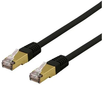 DELTACO S/FTP Cat6a patch cable, 0,3m, 500MHz, Delta-cert, juodas