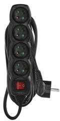 Emos Extension cable 5 m / 4 sockets / with switch / juodas / PVC / 1.5 mm2