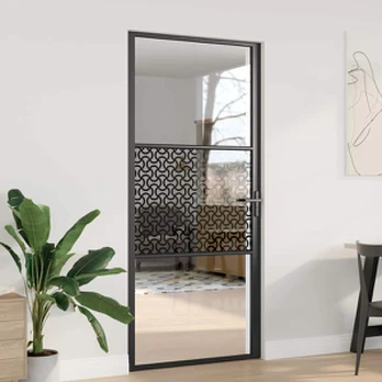 Vidaus durys Juoda 93 x 201.5 cm Grūdintas stiklas, aliuminis