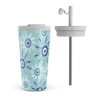 Blue Gaze - Travel Mug, 500 ml / Flap & Straw Set