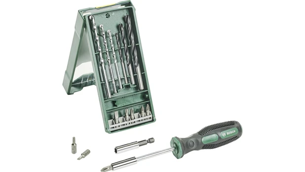 Grąžtas Bosch 15-dalių mini komplektas su atsuktuvu
