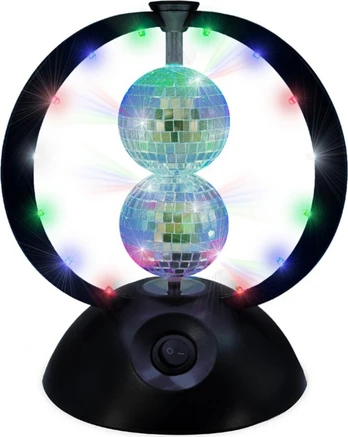 Music - Rotating Double Mirror Balls with Multi Colour LEDs - Multi-color - 240 mm height, 8 cm diameter balls