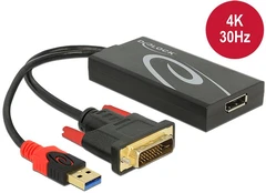 AV adapteris Delock DVI-D - DisplayPort + USB - A juodas (62596)