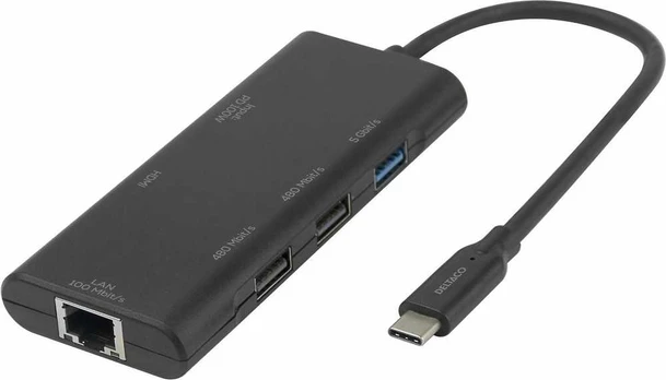 Deltaco USB-C docking station, single, 1x HDMI, 3x USB-A, RJ45
