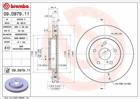 BREMBO 09.D979.11 Brake Disc