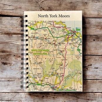 OS Map Wooden Lined Notebook - North York Moors National Park