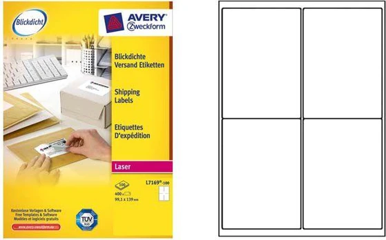 Avery Zweckform LABEL.ZF 7169 99.1X139 100 SHEETS/400/ LABEL - L7169-100
