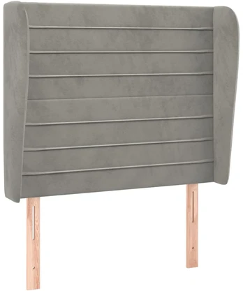 Lova Galvūgalis su auselėmis, pilkas, 93x23x118/128cm, aksomas