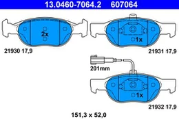 ATE 13.0460-7064.2 Brake pad set