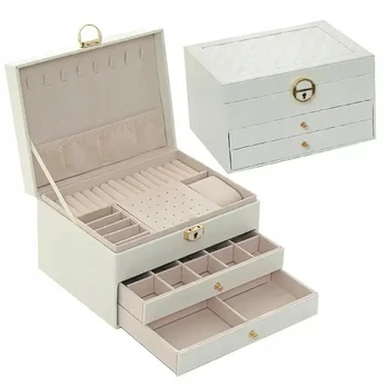 Papuošalų dėžutė, skrynelė, organizeris, elegantiška balta
