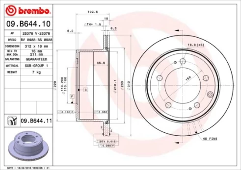 Stabdžių diskas BREMBO 09.B644.11