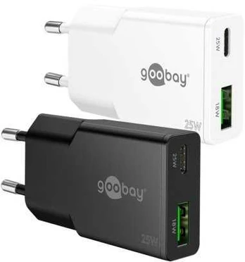 Goobay Dvigubas USB-C PD GaN plonas greitasis įkroviklis (25 W)