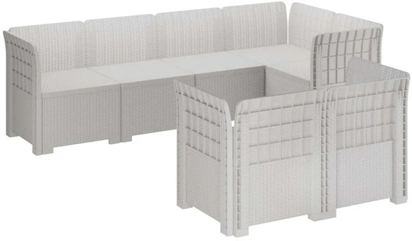 7-Vietis Sodo Sofa Ratanas PP Balta