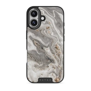 Snowstorm - Grey Marble iPhone 17 Case, Elite Dark (MagSafe) / Gunmetal