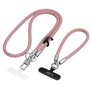 (Dusty Rose) dirželis telefonui "Tech-Protect C10S Rope Crossbody & Wrist"