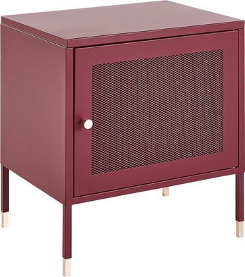 Beliani Naktinis staliukas OSSETT metalinis bordo spalvos