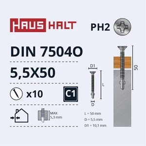 Savisriegis Haushalt, 5.5 mm x 50 mm, 10 vnt.