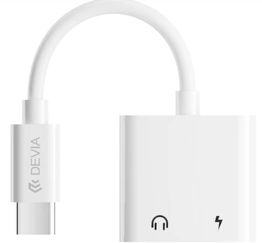 Devia adapter Smart USB-C - USB-C (port) + USB-C (port) baltas