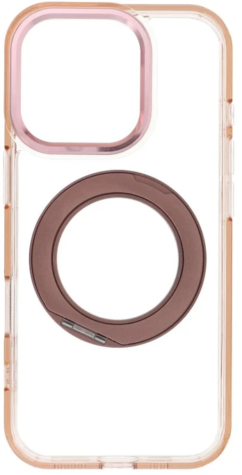 Dėklas Oem Case for iPhone 16 PRO Frame Circle Stand compatible with MagSafe auksinis