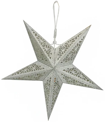 Kalėdinė dekoracija "Žvaigždė" su LED apšvietimu, 45 cm, 45 cm, sidabro