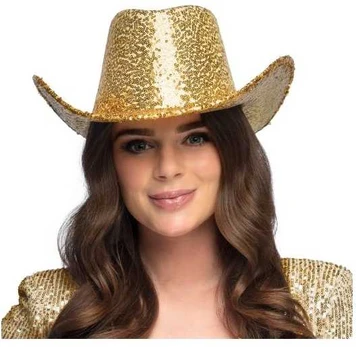Boland Party Partners B.V. Guld paillet cowboyhat