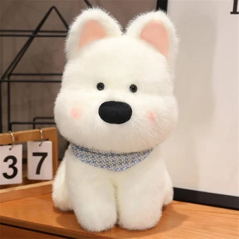 Minkštas pliušinis šuo žaislas 25 cm, baltas